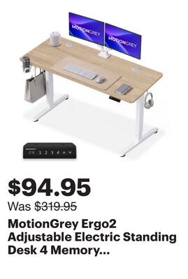 MotionGrey Ergo2 Adjustable Electric Standing D…