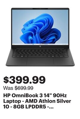 HP OmniBook 3 14" 90Hz Laptop - AMD Athlon Silv…