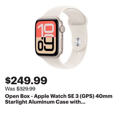 Open Box - Apple Watch SE 3 (GPS) 40mm Starligh…