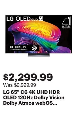 LG 65" C6 4K UHD HDR OLED 120Hz Dolby Vision Do…