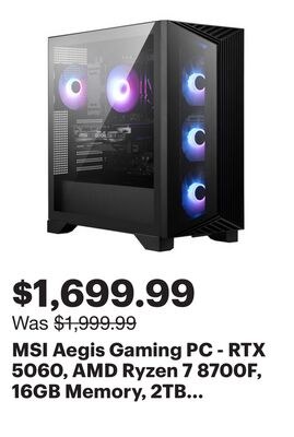 MSI Aegis Gaming PC - RTX 5060, AMD Ryzen 7 870…