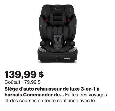 Siège d'auto rehausseur de luxe 3-en-1 à harnai…
