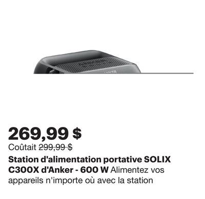 Station d'alimentation portative SOLIX C300X d'…