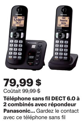 Téléphone sans fil DECT 6.0 à 2 combinés avec r…