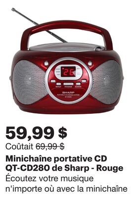 Minichaîne portative CD QT-CD280 de Sharp - Rou…