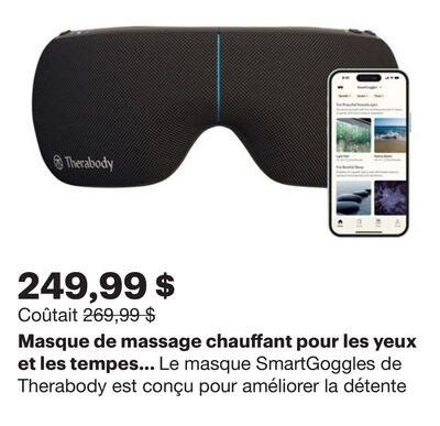 Masque de massage chauffant pour les yeux et le…