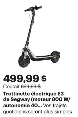Trottinette électrique E3 de Segway (moteur 800…