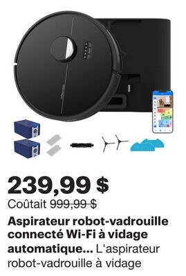 Aspirateur robot-vadrouille connecté Wi-Fi à vi…