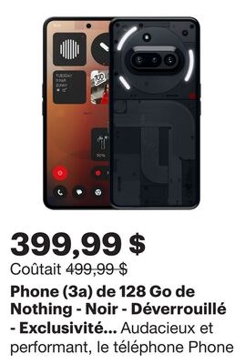 Phone (3a) de 128 Go de Nothing - Noir - Déverr…