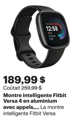 Montre intelligente Fitbit Versa 4 en aluminium…