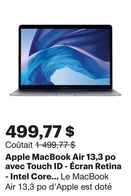 Apple MacBook Air 13,3 po avec Touch ID - Écran…