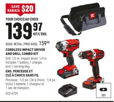 CORDLESS IMPACT DRIVER AND DRILL COMBO KIT