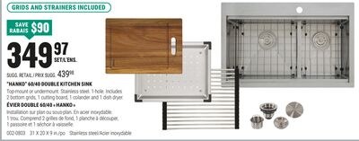 "HANKO" 60/40 DOUBLE KITCHEN SINK