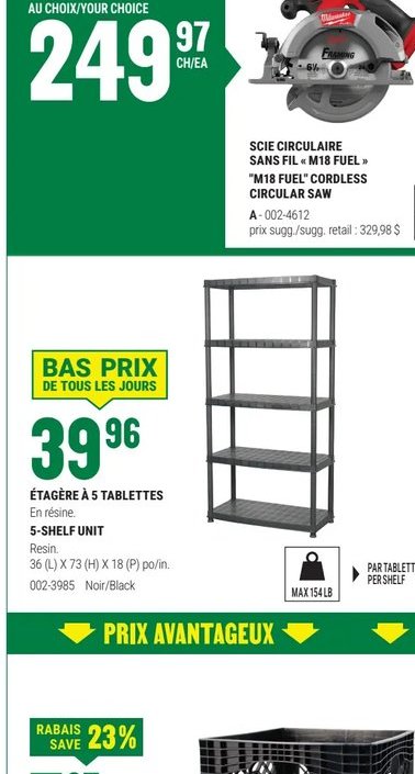 Milwaukee Scie Circulaire 7 1/4 po - 15 Ampères