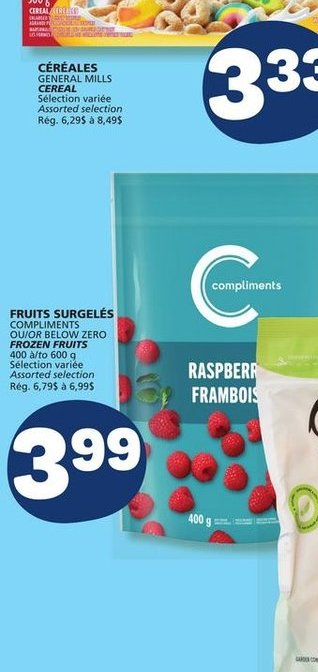 Fruits surgelés Compliments Raspberry Framboise
