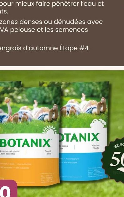 Semences à gazon Botanix (Entretien minimum)