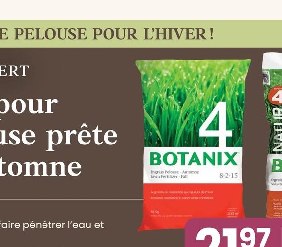 Engrais pour pelouse Botanix – Étape 4 (Automne)