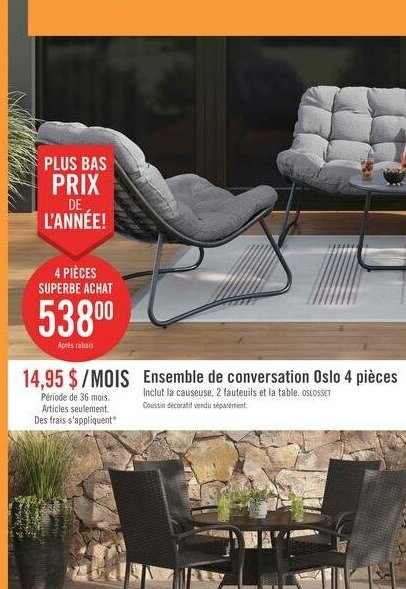 Ensemble de conversation Oasis 4 pièces