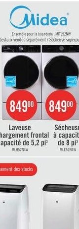 Laveuse Midea à chargement frontal à capacité d…