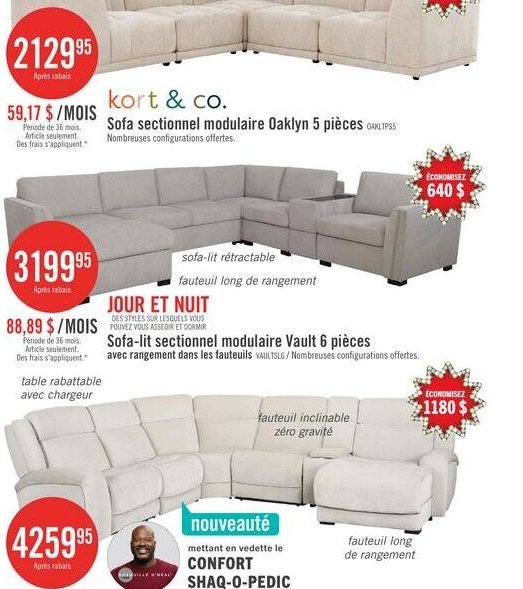 Sofa sectionnel Edge 2 pièces en cuir véritable