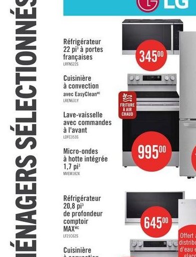 Réfrigérateur 22 pi à portes françaises LG