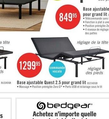Base ajustable Quest 1.0 pour grand lit