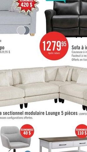 Sofa à inclinaison électrique Quest 83 po