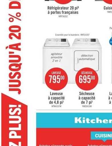 Réfrigérateur 26 pi avec portes à battants et c…