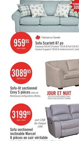 Sofa 3 places Cott 87 po