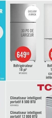 Réfrigérateur Midea 18 pi