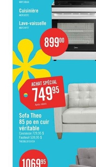 Sofa Theo 85 po en cuir véritable