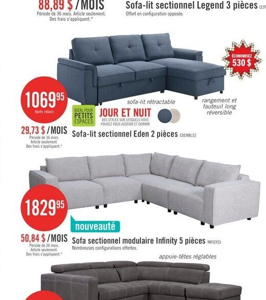 Sofa-lit sectionnel Legend 3 pièces