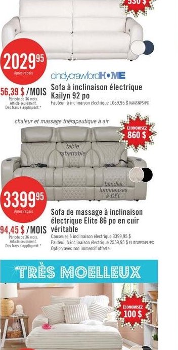 Sofa Venice 91 po en cuir véritable