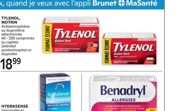 TYLENOL MOTRIN Acétaminophène ou ibuprofen