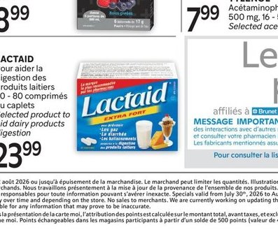 LACTAID Pour aider à la digestion des produits …