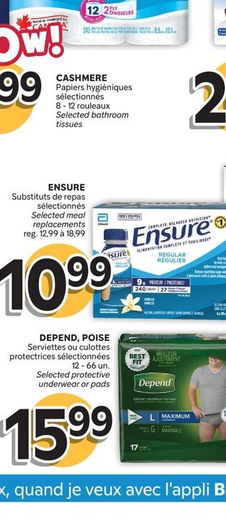 Ensure Substitut de repas sélectionné