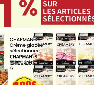 CHAPMAN'S Crème glacée sélectionnée