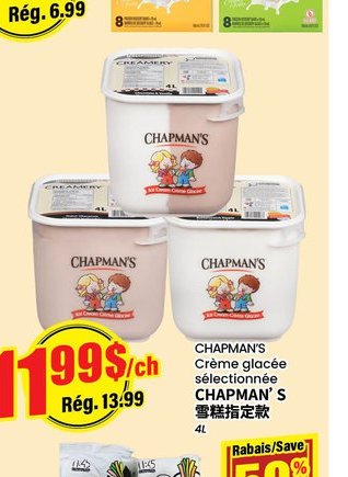 Chapman's Crème glacée sélectionnée