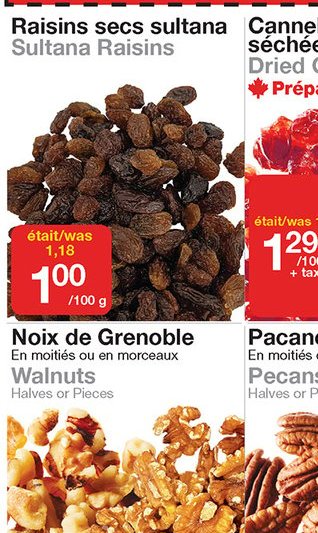 Raisins secs sultana Sultana Raisins