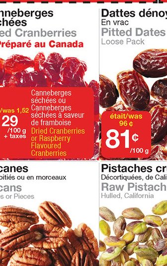 Canneberges séchées Dried Cranberries