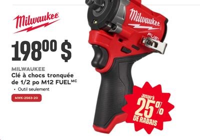 MILWAUKEE Clé à chocs tronquée de 1/2 po M12 FU…