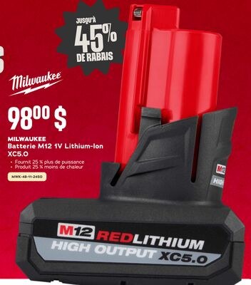 MILWAUKEE Batterie M12 1V Lithium-Ion XC5.0