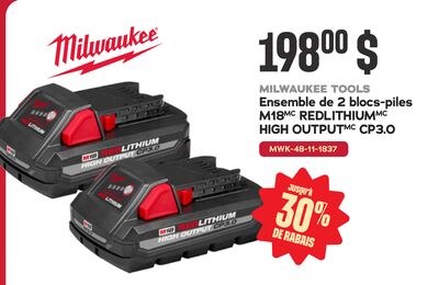 MILWAUKEE TOOLS Ensemble de 2 blocs-piles M18MC…