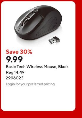Basic Tech Wireless Mouse, Black