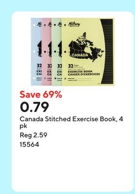 Canada Stitched Exercise Book, 4 pk