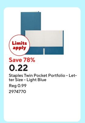Staples Twin Pocket Portfolio - Letter Size - L…