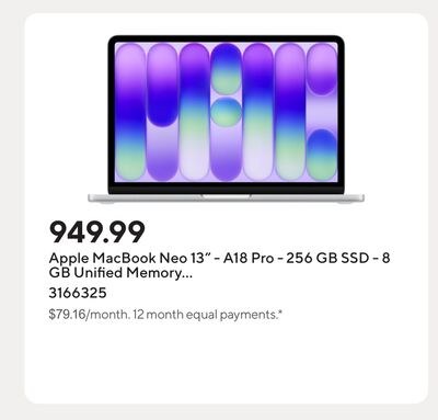 Apple MacBook Neo 13" - A18 Pro - 256 GB SSD - …