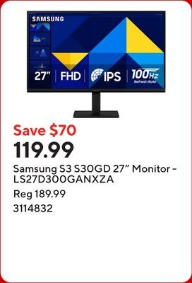 Samsung S3 S30GD 27" Monitor - LS27D300GANXZA