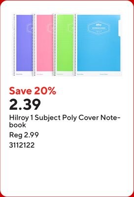 Hilroy 1 Subject Poly Cover Notebook
