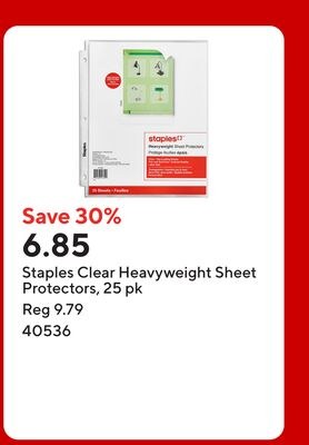 Staples Clear Heavyweight Sheet Protectors, 25 …
